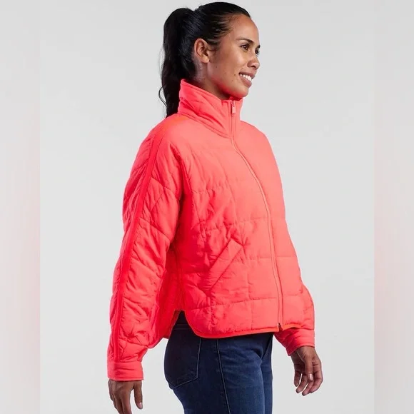 NWT Free People x FP Movement Pippa Packable Puffer Jacket in Neon Coral - Picture 9 of 16